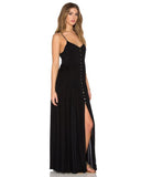 Indah Uma Pleat & Button Maxi Dress | Black | Venice | SALE
