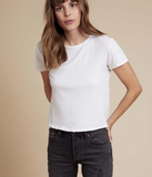 NATION LTD Marie Boxy Crop Recycled Cotton Tee | Off White, Black