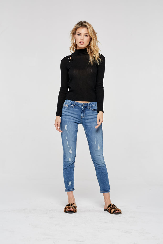 Project Social T Sweet Thing Lace Up Top | Black