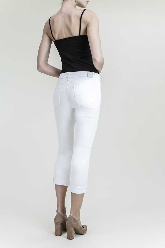 Level 99 Lily Mid Rise Crop Rollup Jean | Anthurium White