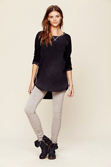 Free People Heather Knit Legging With Rib Scrunchy Ankle Detail