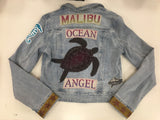 ONE OF A KIND Ocean Angel Patchwork Denim Jacket (Free People MEDIUM)