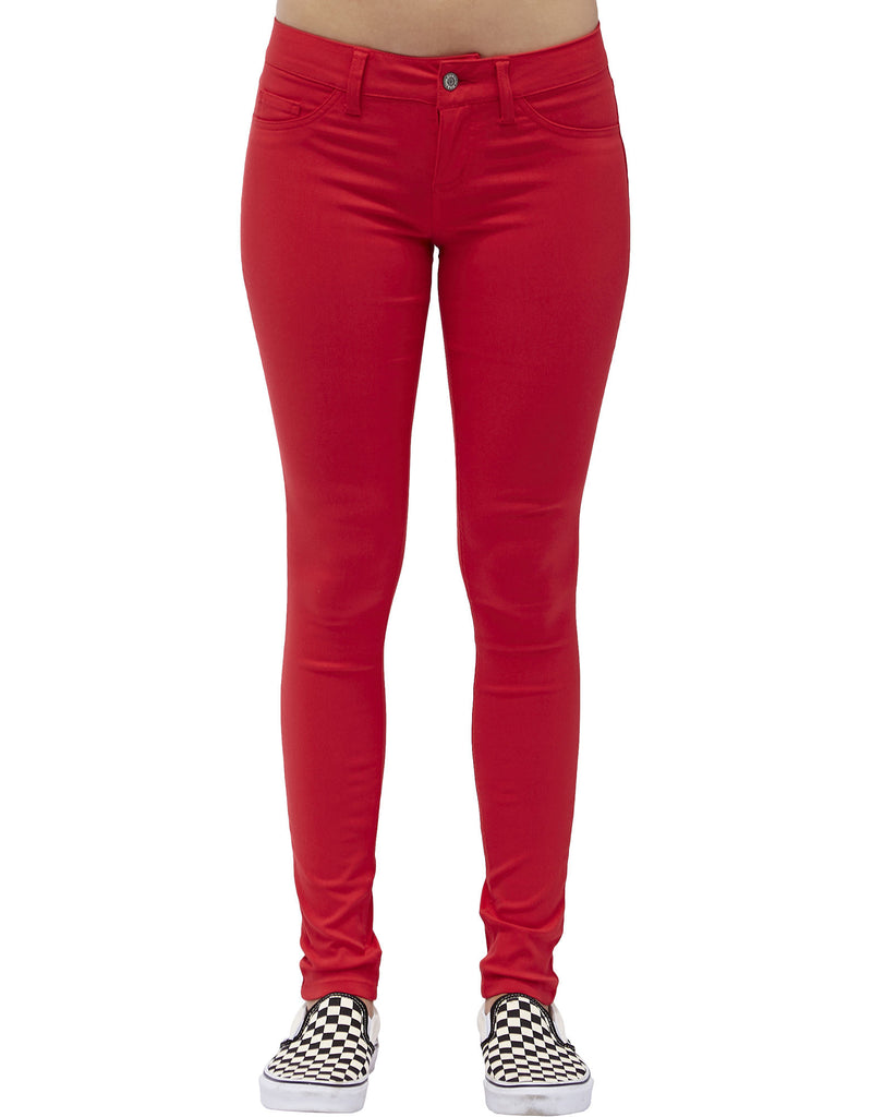 Dickies Girl Juniors' Mock 5-Pocket Super Skinny Pants | Black, Red
