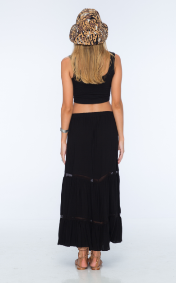 Indah Starry Rayon Maxi Skirt | Black
