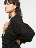 Project Social T Frances Rouched Sleeve Sweatshirt | Black