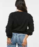 Project Social T Frances Rouched Sleeve Sweatshirt | Black
