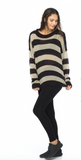 Indah Marshmallow Over sized Knit Sweater | Toast/Black Stripe