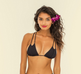 Indah Swim Bon Solid Seamless Bikini Top | Black, Silver