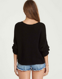Billabong Women's Back It Up Lace up Sweater Front to back or Back to Front | Black,  Coconut Shell