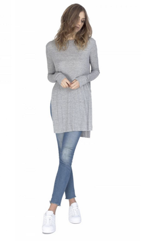 Gentle Fawn Instinct Long Sleeve High Side Slit Top | H Cement