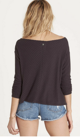 Billabong Women's First Glance Long Sleeve Lightweight Sweater Top | Off Black
