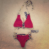 Indah Chika Reversible Halter Bikini Top | Red/Jaguar | Sale