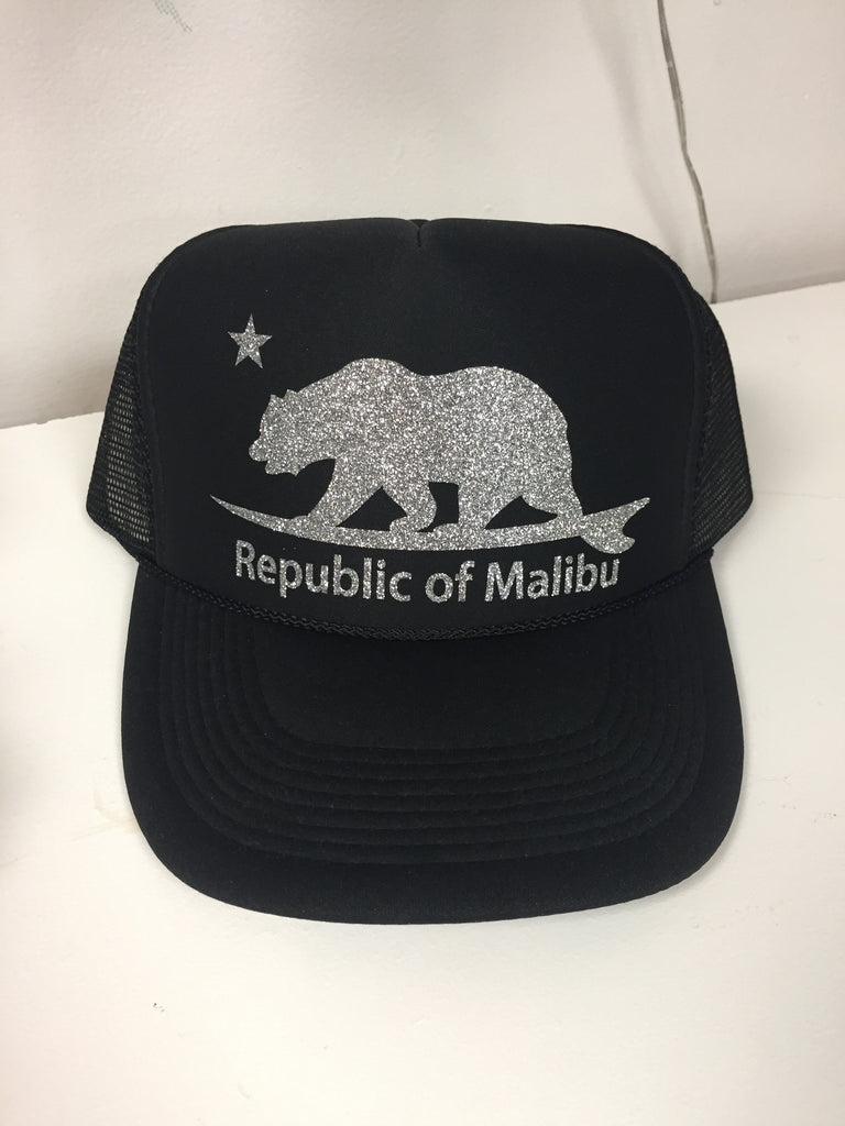 REPUBLIC OF MALIBU Sparkle Trucker Hat by PCA | Black/Gold