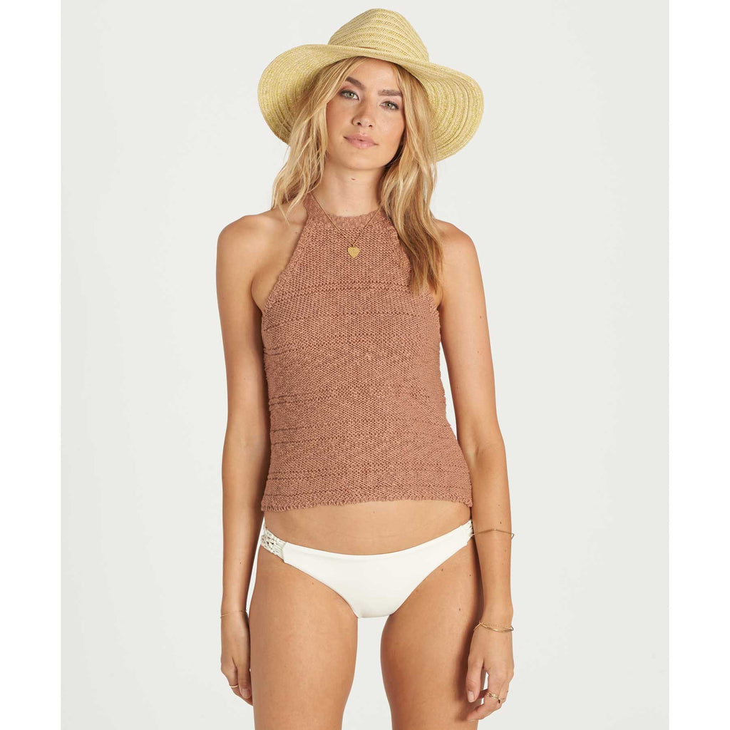 Billabong Women's Find The Sun Halter Sweater Tank | Sand Dune, White Cap
