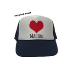 HEART OF MALIBU Trucker Hat by PCA | Navy | Royal Blue | Green | Black/Red | Black/Purple