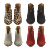 Women Shoes Fashion artificial PU Leopard Autumn Winter Shoes Ankle Boot Casual Outside Round Toe Low Heel Zipper Shoes